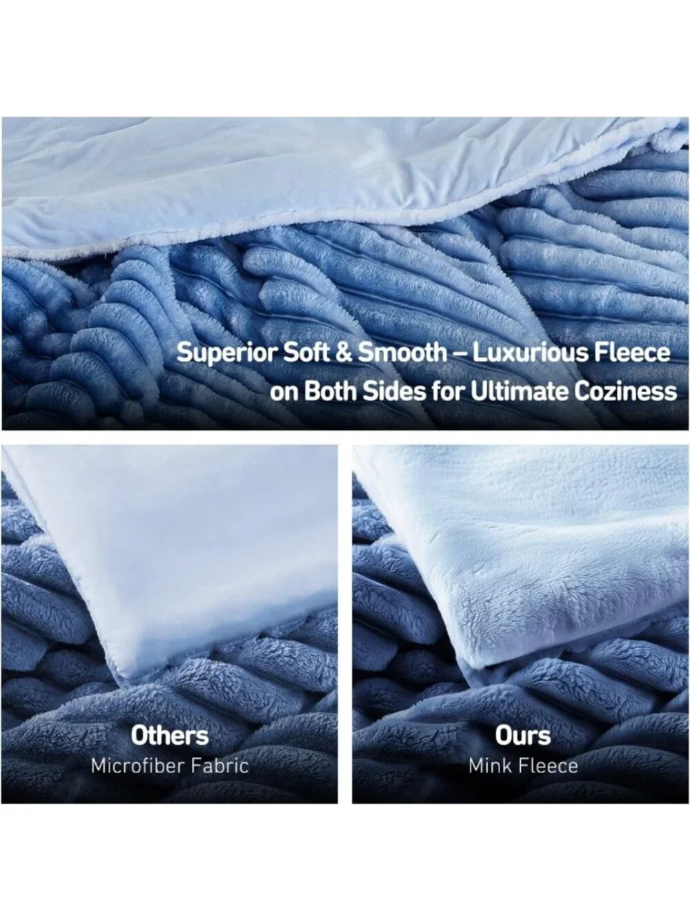 Cozy Ribbed Fluffy Queen Comforter Set - Super Soft Plush Fleece Bedding
